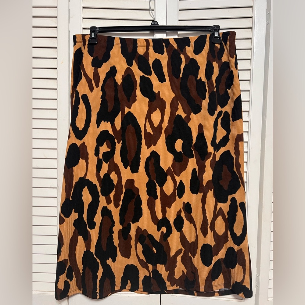 Ashley Stewart Leopard Print A-Line Skirt